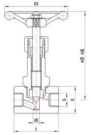 J11W-40P低温针型阀 (结构尺寸图) 