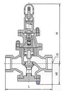 Y13H内螺纹蒸汽减压阀 (尺寸图)