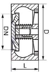 H71W对夹式升降止回阀 结构尺寸图 