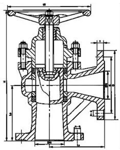 U44H角式柱塞阀 (外形连接尺寸)